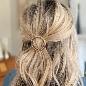 1/2pcs Elegant Round Hair Clip - Durable Golden Hair Accessory for Women & Men, Secure Hold for Casual & Formal Occasions, Classic Design, Polished Finish