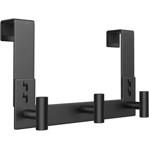 Over The Door Hooks, Heavy Duty Over The Door Coat Rack Towel Rack Clothes Hanger for Bathroom Livingroom Kitchen (3 Hook, Fits 1-3/4'' Thick Door)