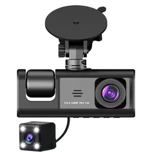 3-Channel WiFi Dash Cam – 1080P HD, Front, Rear & Interior View with Night Vision & Motion Detection