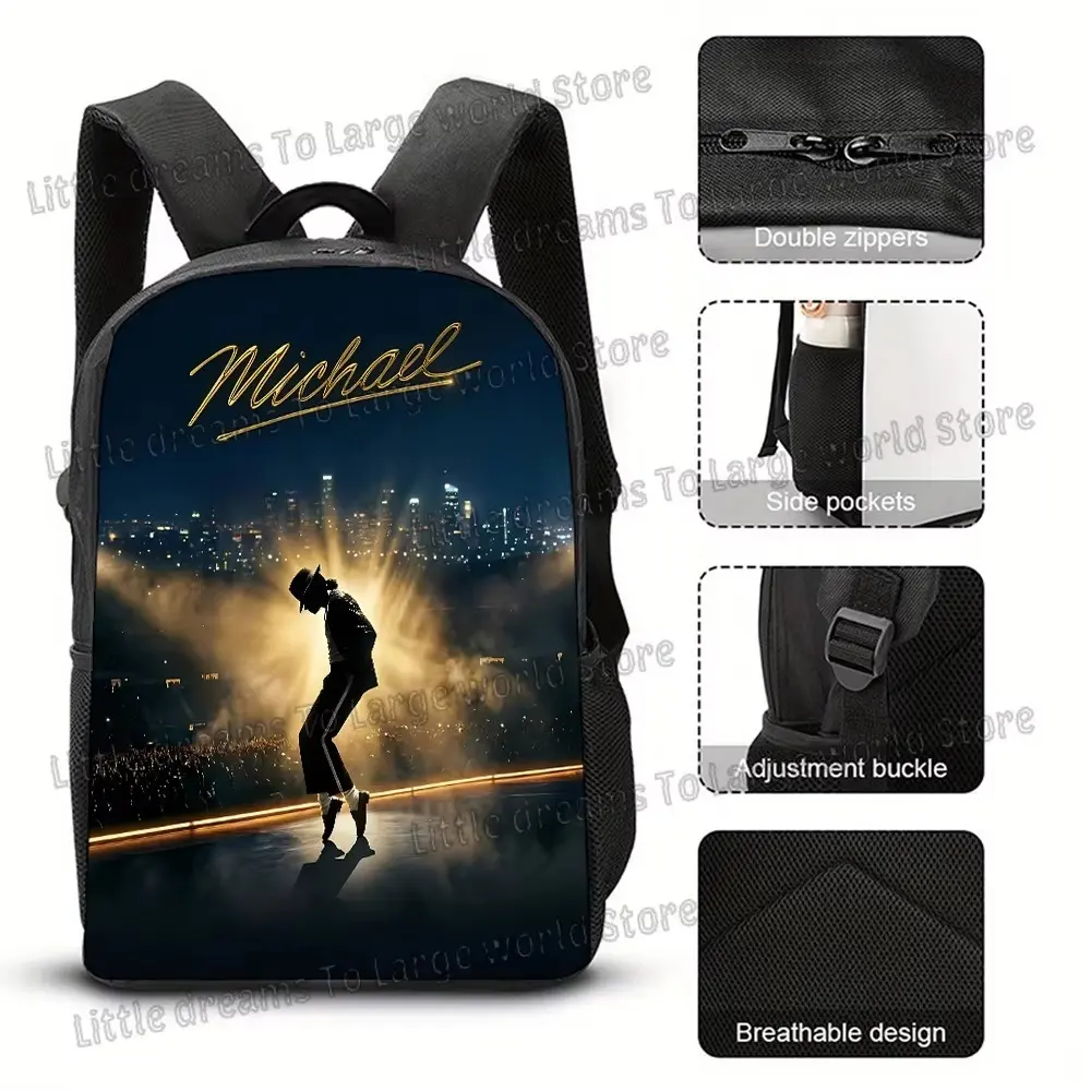 Michael Jackson Backpacks Student 3D Printing 16inch SchoolBags Outdoor Sports Rucksack Large Travel Knapsack Gift