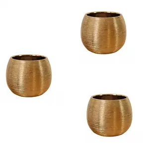 3X Ceramic Plant Pot Planter Unique Gold-Plated Creative Flower Pot Succulent Flowerpot Flower Vase Plant Pot