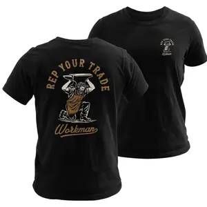 Rep Your Trade Workman T Shirt, Vintage Tradesman Graphic Tee, Soft Cotton Blend Shirt, Skilled Trade Workwear Apparel, Blue Collar Pride Gift for Men