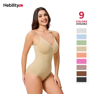 [MAX] Nebility Women's Seamless Vneck Shapewear - Basic Comfortable Sleeveless Camisole, Stretchy Bodysuit with Gentle Tummy Support, Minimalist Womenswear Compression TikTokShopBlackFriday