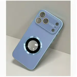 Phone Case - Luxury Titanium Color Glass Window Magnetic Wireless Charging Phone Case for Iphone 11 12 13 14 15 16 17 Pro Max Plus Shockproof Hard Frosted Back Cover, Full Coverage Camera Lens Protection Phone Case