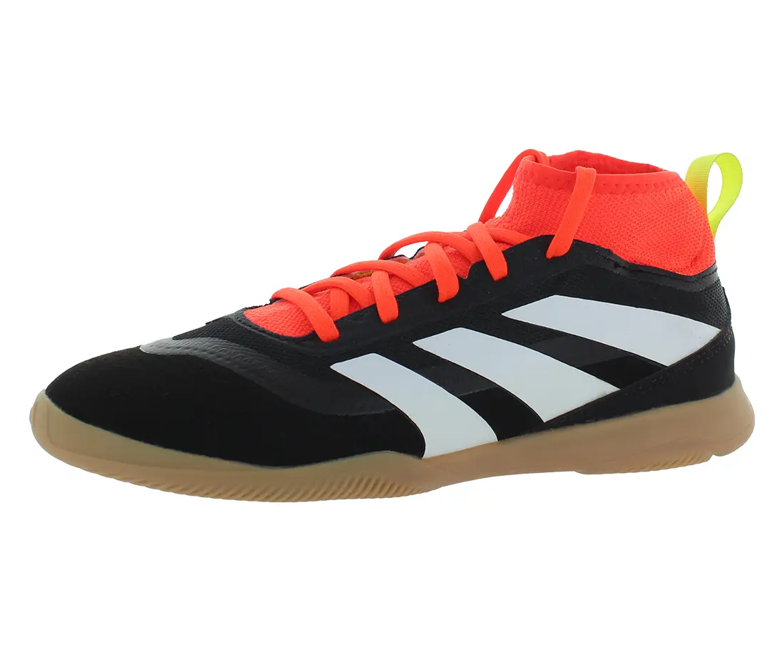 Adidas Predator League Sporty Soccer Shoes for Boys, Indoor Sock-Fit Design, Core Black/Cloud White/Solar Red, Kids' Male Sizes