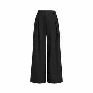Cider Petite Mid Rise Pleated Straight Leg Trousers