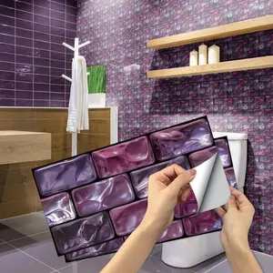 3D Vintage Faux Wall Tile Self-adhesive Decorative Sticker, Waterproof & Moisture-proof Sticker, Suitable for Kitchen, Living Room, and Bathroom, Decor