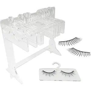 Eyelash Holder Rack - Mini Acrylic Hanger for Lash Storage and Organization, False Eyelash Display Stand, Makeup Organizer for Women Girls, 10 Hangers