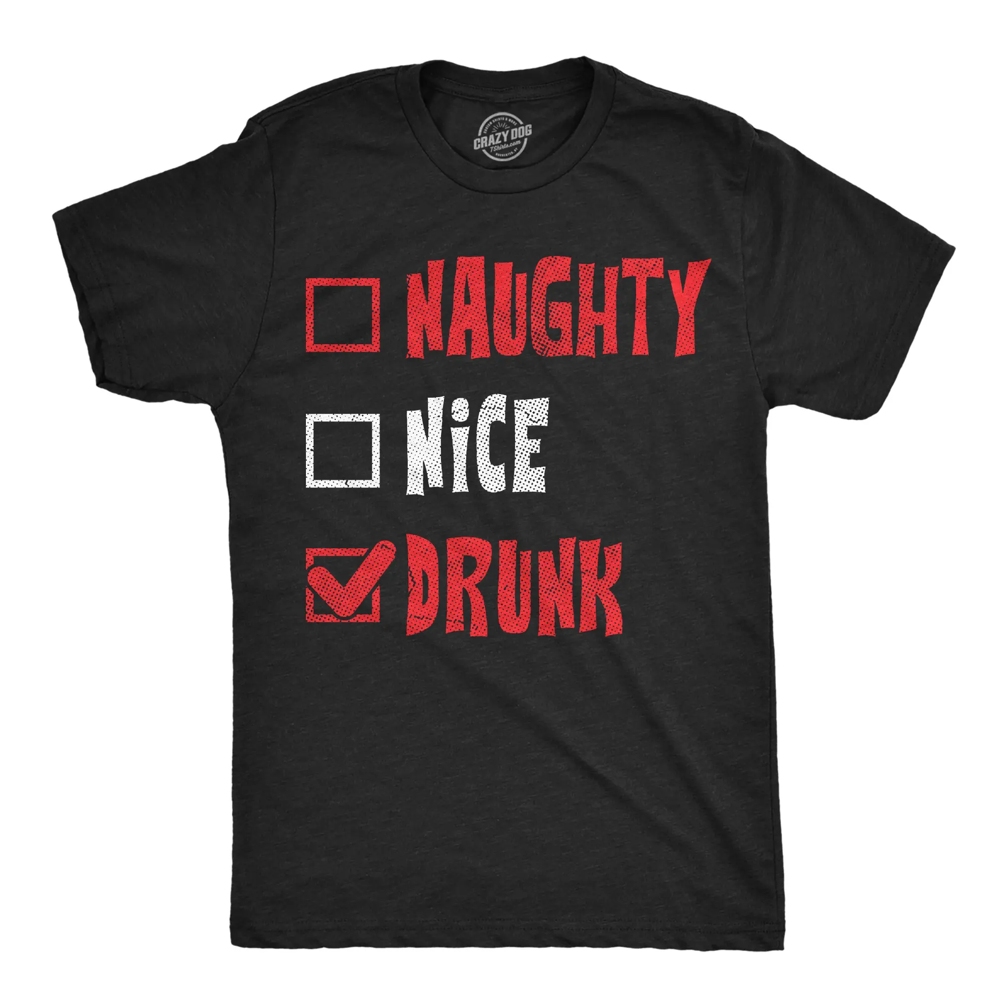 Mens Funny T Shirts Naughty Nice Drunk Sarcastic Christmas Drinking Graphic Novelty Tee For Men Mens Funny T Shirts Cool Vintage Fashion T-Shirt Gift Classic Menswear Christmas Apparel for Men Funny Drinking Black -