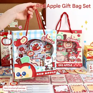 New Apple Stationery Gift Set, Office Learning Supplies Box, Perfect for Writing Study, Halloween Christmas Reading Gifts, Art Stickers, Sticker Cards