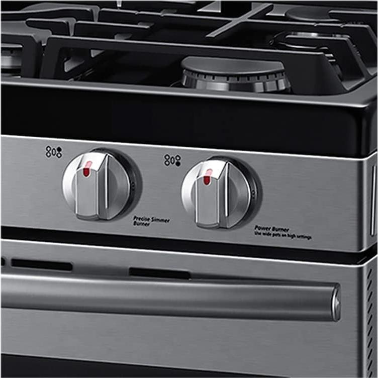 [Upgraded] DG64-00473A Stove Knobs Compatible with  Gas Range/Oven/Stove, Sturdy Stainless Steel Reinforcement Ring, Top Burner Control Dial Knob Range Oven Replacement (5 Pack)