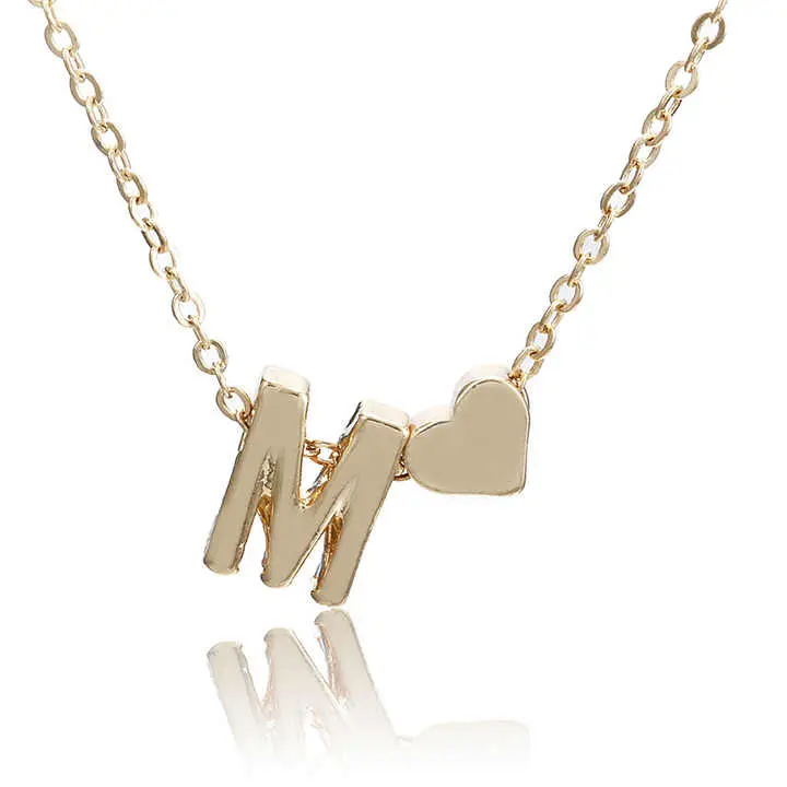 Glimmerst Initial Heart Necklace, Stainless Steel Careful Letter Necklace Personalized Monogram Name Necklace for Women and men birthday gifts