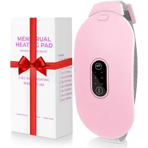 Heating Pads, Period Cramp Massager Portable Cordless Heating Pad with 6 Heat Levels and 6 Massage Modes for Back Pain Relief Menstrual Heating Pad (Pink)