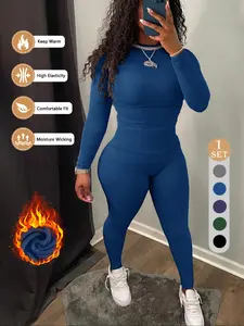 Women's Winter Fleece Lined Warm Underwear Set, 2 Piece Pack, Suitable for Basic Layering, Cozy Thermal Pajamas for Cold Weather Essential