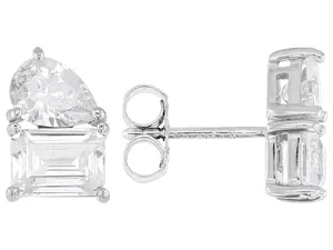 JTV White Cubic Zirconia Rhodium Over Sterling Silver Earrings 5.58ctw