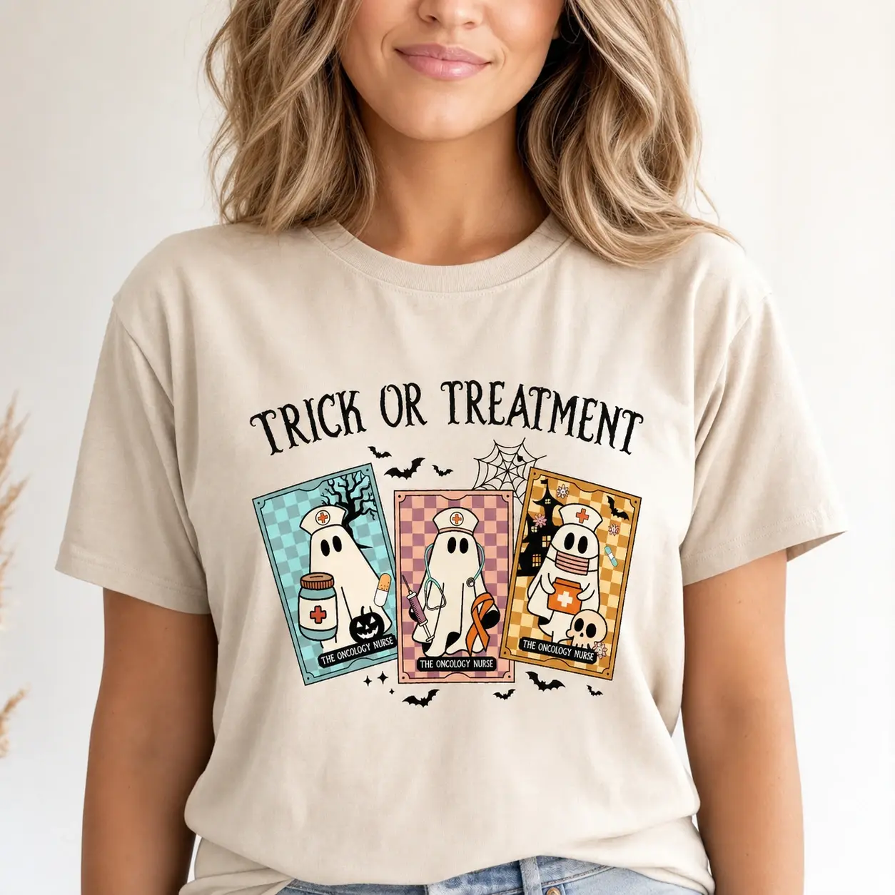 Oncology Nurse Halloween Shirt Trick Or Treatment Ghost Nurse Medical Tee Spooky Season Work Gift - BABINO HOUSE