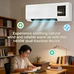 Timer-Controlled Wall Mounted Air Fan 2-in-1 Natural Breeze for Summer and Warm Air for Winter, Low Noise Operation for Bedroom, Living Room, Office, Dorm and Studio Use