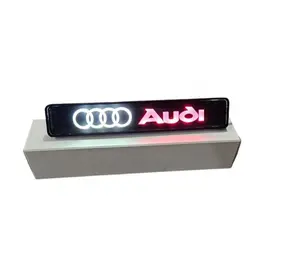 Audi LED Front Grille Emblem 12V Illuminated Badge for A S Q Series Models 1.2x6.5 Inches Weatherproof Design Easy Installation