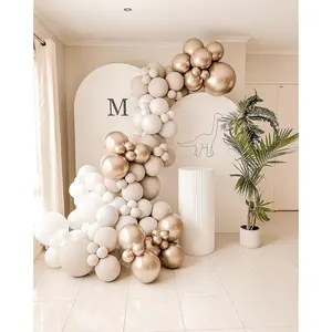 104Pcs Nude Neutral Balloon Garland Arch Kit Boho Balloons Garland Double Stuffed Pearl White Balloons Cream Peach Champagne Gold Balloons For Bride Wedding Shower Birthday Party Decorations