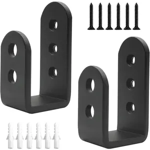 2 Pack Heavy Duty 2x4 Door Barricade Brackets Steel U Bracket Drop Open Bar  Holder Door Lock Brackets for Home, Barn, Shed, Garage, Gate to  Door Reinforcement Fits Holder Bar, Black