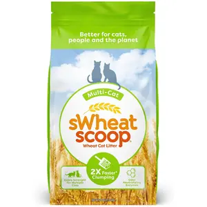 sWheat Scoop Natural Wheat Multi-Cat Litter, Superior Clumping with Odor Neutralizing Enzymes, 25 Pound Bag