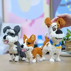 1700+pcs Pet Dog Building Block Sets Block Figures Jack Russell Husky Sausage Dog Creative 3D Animal Model Assembly Toy for Adults Stress Relief