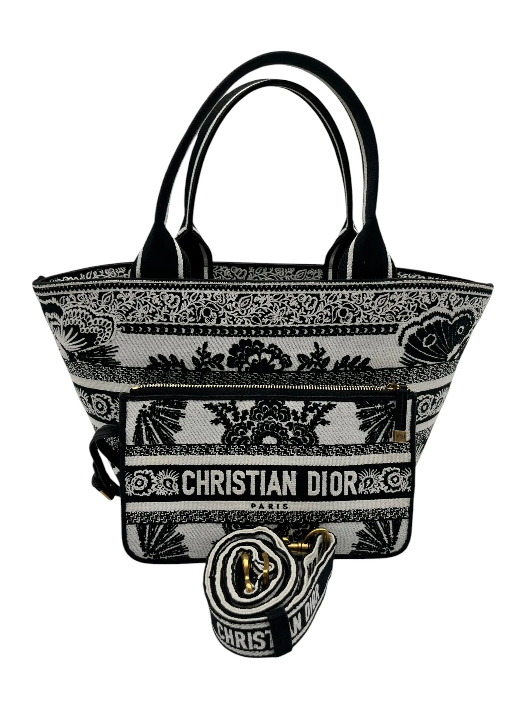 Pre-owned Dior Canvas Embroidered Tote Bags BUTTERFLY BANDANA PRINT HAT BASKET BAG
