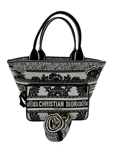 Pre-owned DIOR Canvas Embroidered Tote Bags BUTTERFLY BANDANA PRINT HAT BASKET BAG