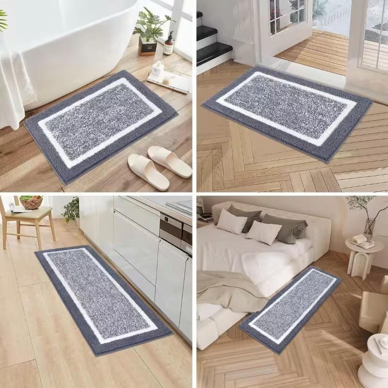 3pcs 15.75X23.62“, 19.96X23.62”, And 15.75X47.24“ Bathroom Rug Non Slip Absorbent Bath Mats for Bathroom Sets Washable Microfiber Bathroom Rugs and Mats Shaggy Bath Rugs and U-Shaped Toilet Mat for Bath
