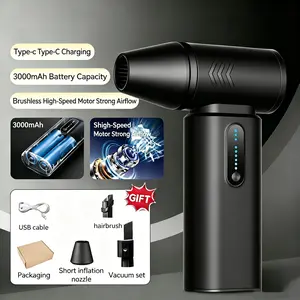 Conlilai Mini Compressed Air Duster, Cordless Handheld Air Blower, USB Rechargeable Cleaning Fan for Keyboard, Car & Home