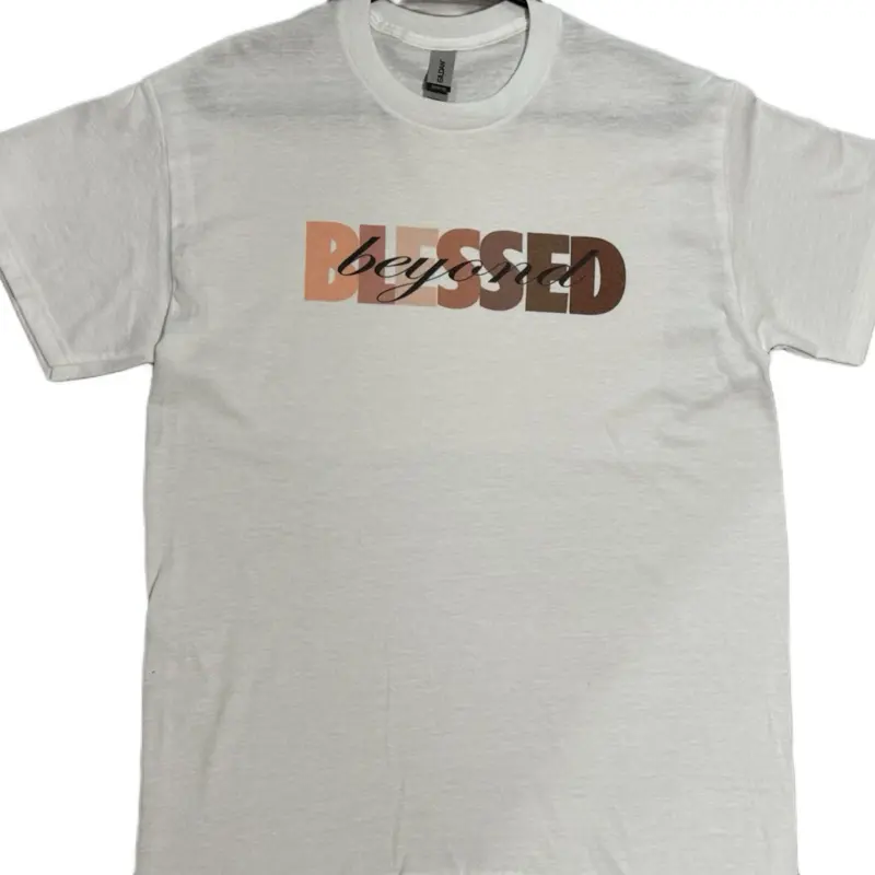 Beyond Blessed T-Shirt - White Cotton Tee with Colorful Text Design for Everyday Wear
