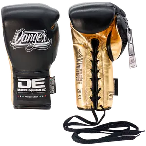 Boxing Pro Gloves Laces Danger Mx Black Gold