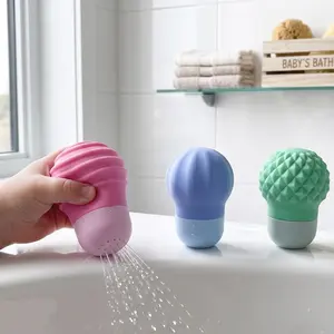 Aesthetic Morandi Silicone Bath Toys, 3pcs Sensory Development Squeeze Toys, No-Mold Detachable, Dishwasher Safe, Baby Shower Gift, Bath Ball Cup