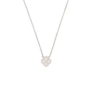 14K Gold Clover Shape Diamond Pendant
