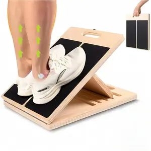 Adjustable Wooden Calf Stretch Board, 5 Angles 23°-45° Non-Slip Slant Board, 300lb Capacity Calf Stretcher with Carry Handle for Plantar Fasciitis Relief, Leg Pain, Gym, Home, Office & Physical Therapy