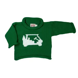 Kelly Green/White Golf Cart Roll Neck Sweater