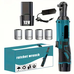 Right-angle electric tool, cordless electric ratchet wrench set, rechargeable, for repairing and removing screws and nuts, electric operating mode
