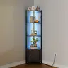Garvee 5-Tier LED Wooden Corner Space Saver Cabinet - 57'' Tall Metal Frame, Adjustable Inner Shelf, Decor Organizer, Bedroom Use, Fast Decluttering, Stylish Elevation, Calming Lighting, Includes Assembly Hardware