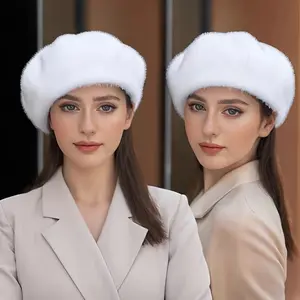 Big Head Circumference Beret for Women Autumn and Winter to Show Face, Small Warm, Retro Style, Furry Octagonal Hat, Fashionable Korean Artist Hat