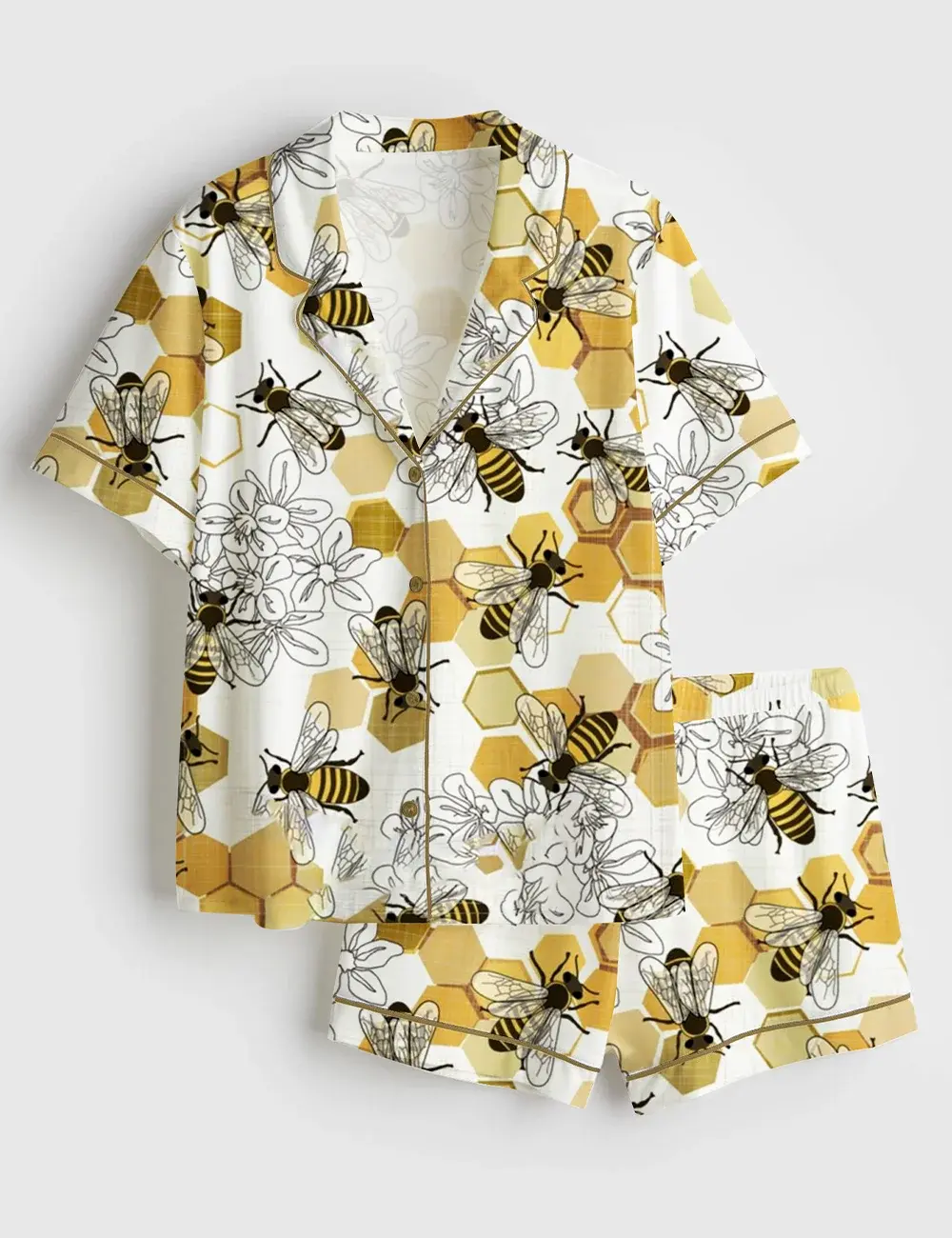 Save The Honey Bees Short and Long Sleeve Pajama Set, Sleepwear for Women