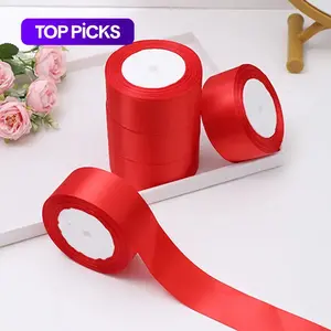 Solid Color Decorative Ribbon (5 Rolls), DIY Decorative Ribbon for Wedding, Party, Cake & Gift Box Packaging, Gift Wrapping Supplies