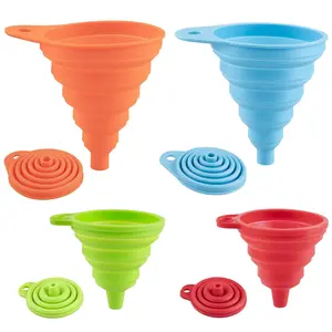 4 Pack Kitchen Funnel, Large and Small Foldable Silicone Funnels, Kitchen Gadgets Food Grade Funnels for Kitchen Use Filling Bottles Liquid Oils