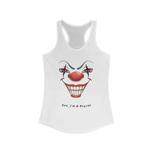 Psycho Clown Racerback Tank, Unique Clown Apparel Breathable Classic Casual Fabric Tropical
