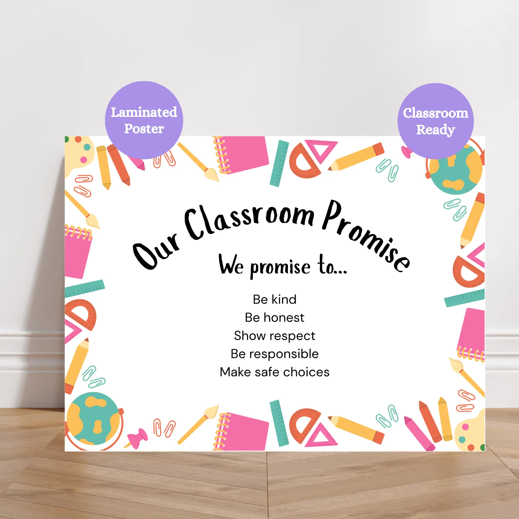 Our Classroom Promise Poster | Laminated Elementary Classroom Agreements Anchor Chart