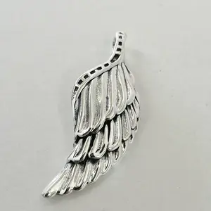 Sterling Silver 925 Large Hollow Lightweight Angel Wing Pendant Charm