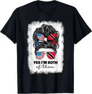 100%cotton Half American And Trinidadian Usa Trinidad Tobago Flag Trini T-Shirt