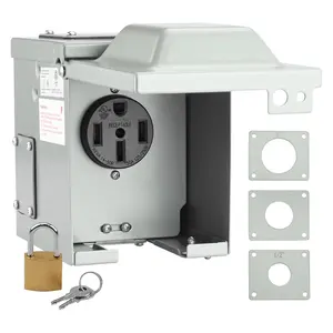 RV/EV 50 Amp 125/250 Volt Power Outlet Box,  Lockable Enclosed Power Panel, 14-50R Receptacle, for RV Camper Travel Trailer Electric , ETL Listed