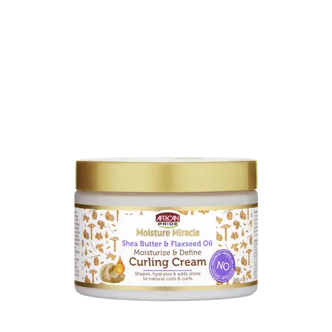 AFRICAN PRIDE MOISTURE MIRACLE SHEA BUTTER & FLAXSEED OIL CURLING CREAM, 12OZ