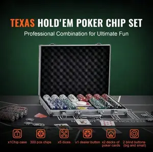 Hot-Selling 300-Piece Poker Chip Set With Aluminum Case Cards 11.5 Gram Casino Chips