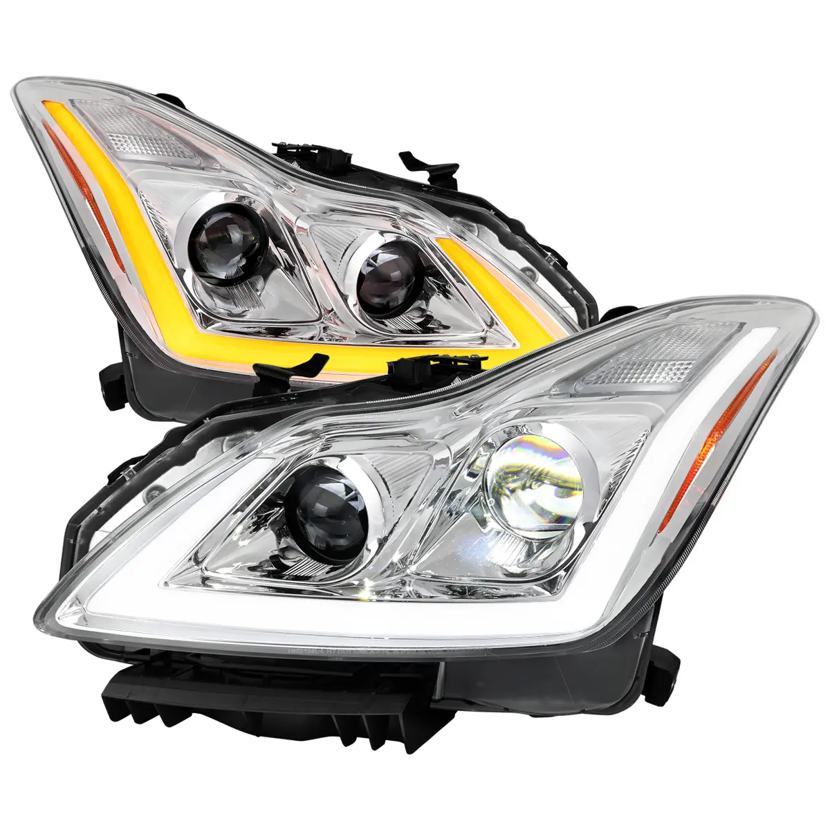 2008-2013 G37 / 2014-2015 Q60 Coupe / Convertible Sequential Switchback LED Turn Signal Full LED Projector Headlights (Chrome Housing/Clear Lens)